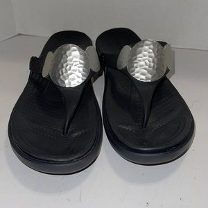 Disney Crocs Mickey Silver Black Flip Flops 11